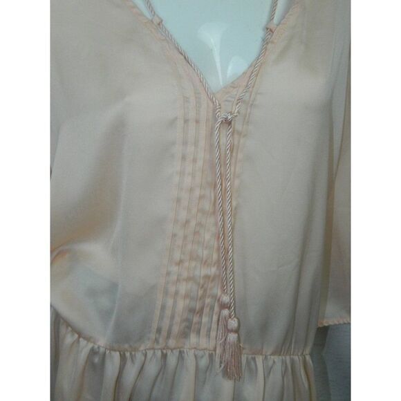 Ecru Lab Shirt Peach Orange Silky Tunic with Tassels Size Small‎ - Picture 8 of 12